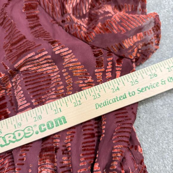 Anthropologie The Somerset Jumpsuit Velvet Burnout Edition Burgundy 2X Flowy - Picture 14 of 16